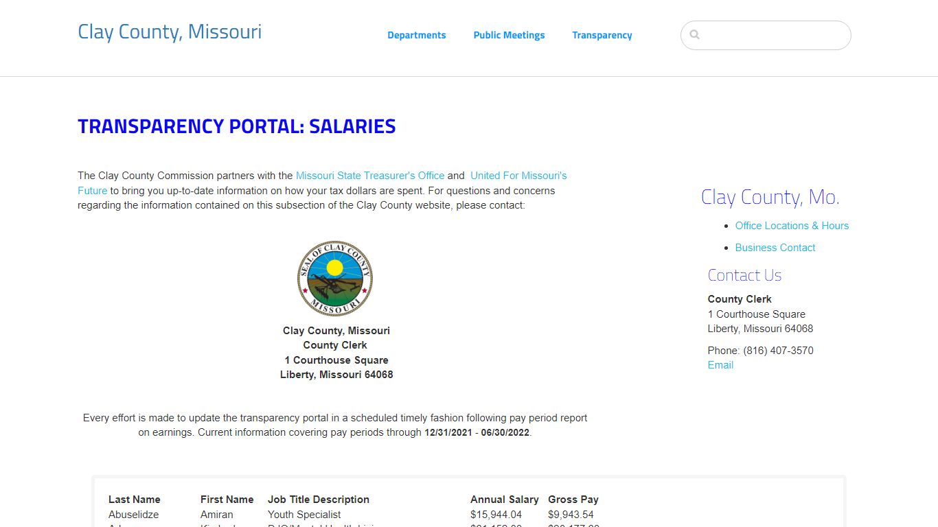 Salaries :: Clay County, Missouri